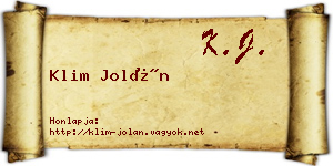 Klim Jolán névjegykártya